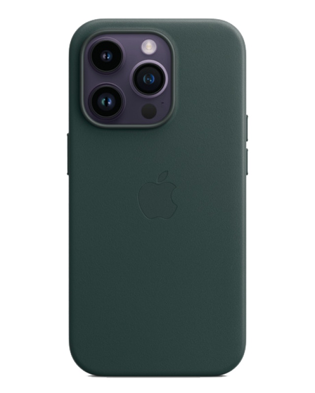 Чехол Apple iPhone 14 Pro Leather Case MagSafe Animation (Зелёная секвойя)