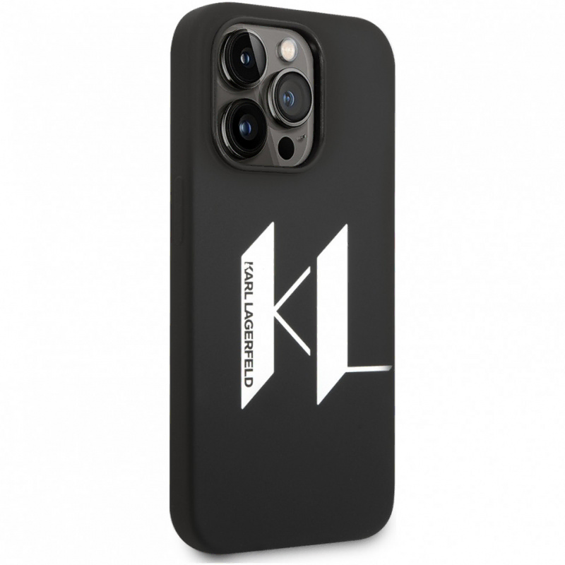 Lagerfeld для iPhone 14 Pro Max чехол Liquid silicone Big KL logo Hard Black