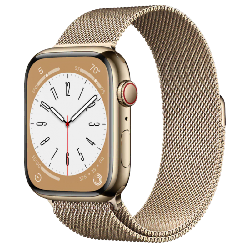 Apple Watch Series 8 45mm Gold Stainless Steel Case Millanes Gold Band
