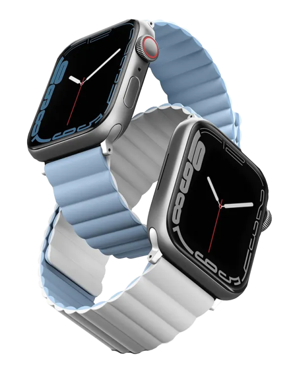 Чехол uniq для Apple Watch 45/44/42 mm ремешок Revix reversible Magnetic White/Blue