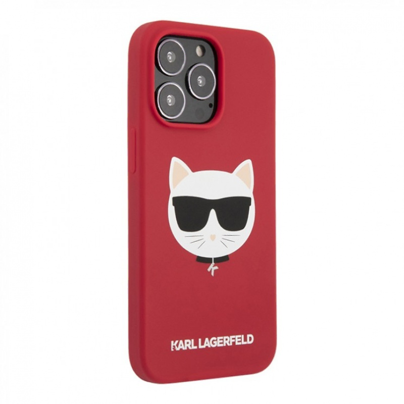 Чехол iPhone 13 Lagerfeld Liquid silicone Choupette Hard Red