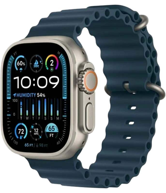 Apple Watch Series Ultra 2 49mm Titanium Case with Blue Ocean Band One Size