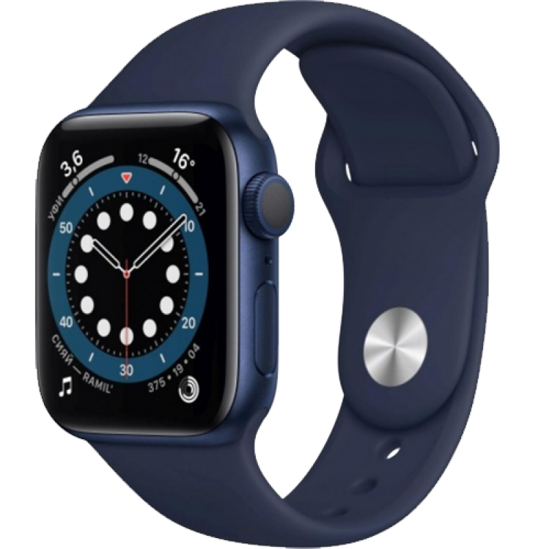 Apple Watch Series 6 44mm Blue Aluminum Case Deep Navy Sport Band