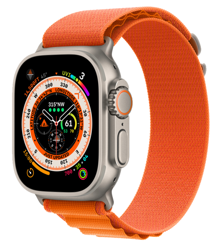 Apple Watch Series Ultra 49mm Titanium Case with Orange Alpine Loop M LTE