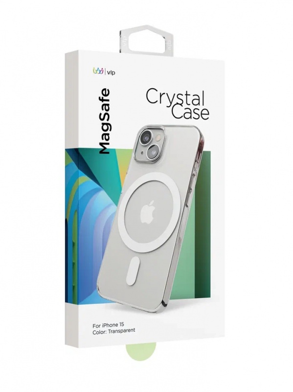 Чехол защитный "vlp" Crystal case с MagSafe для iPhone 15, прозрачный