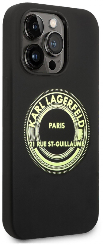 Lagerfeld для iPhone 14 Pro чехол Liquid silicone Big KL logo Hard Black