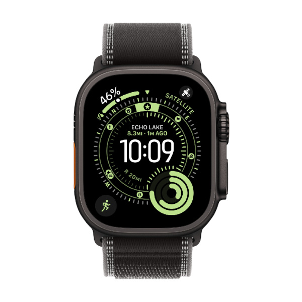 Apple Watch Series Ultra 3 49mm Black Titanium Case with Black/Charcoal Trail Loop S/M